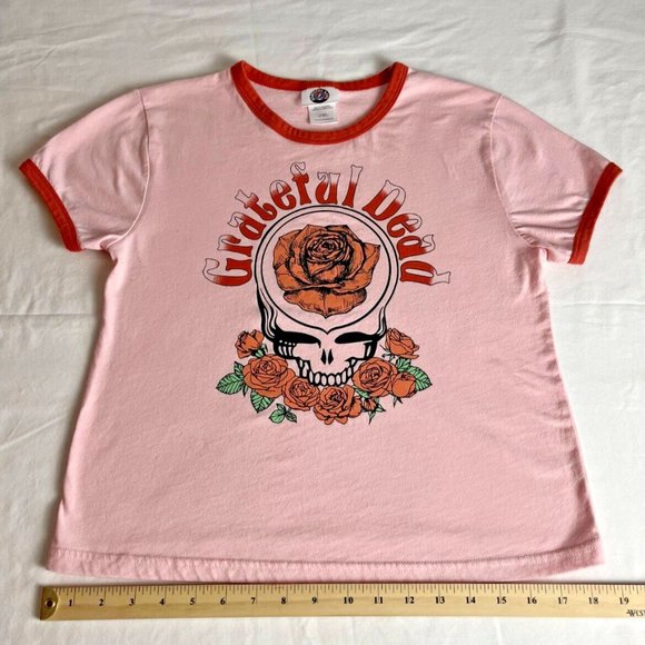 Greatful Dead T-Shirt Top Women Size M Pink Floral Graphic Crewneck Short Sleeve - Picture 4 of 4